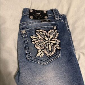 Miss Me Signature Denim Jeans with Silver Embellishment